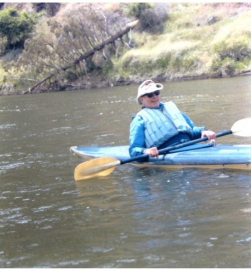 Bob Collmer, first member of the OKCC,1969.  Photo taken on the John Day River, 1988.